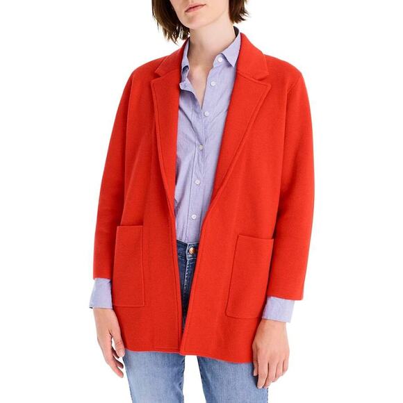 J.Crew Women's Sophie Open Front Cardigan Sweater-Blazer Merino Wool Size M Red - Picture 1 of 9